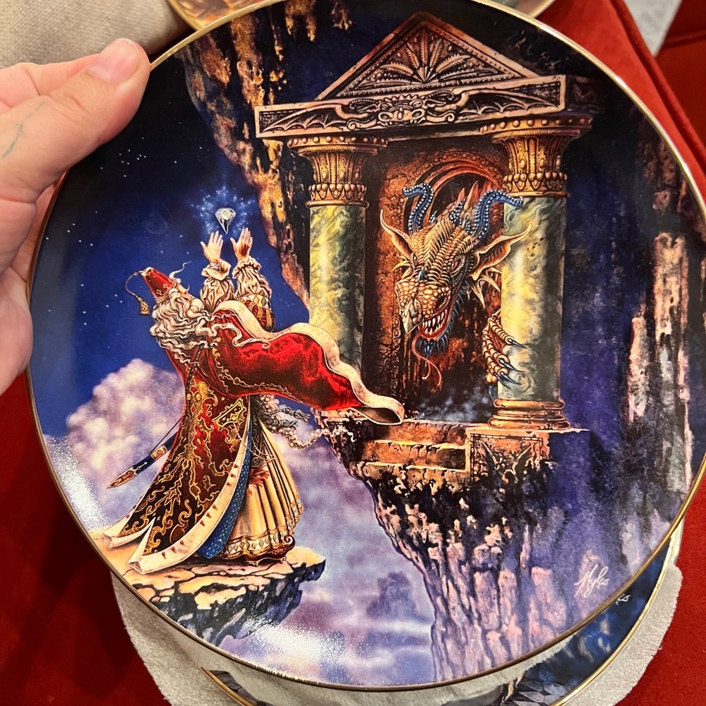 Fantasy Collector Plate Lot Royal Doulton/Franklin Mint Dragons, Wizard, Unicorn